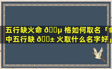 五行缺火命 🐵 格如何取名「命中五行缺 🐱 火取什么名字好」